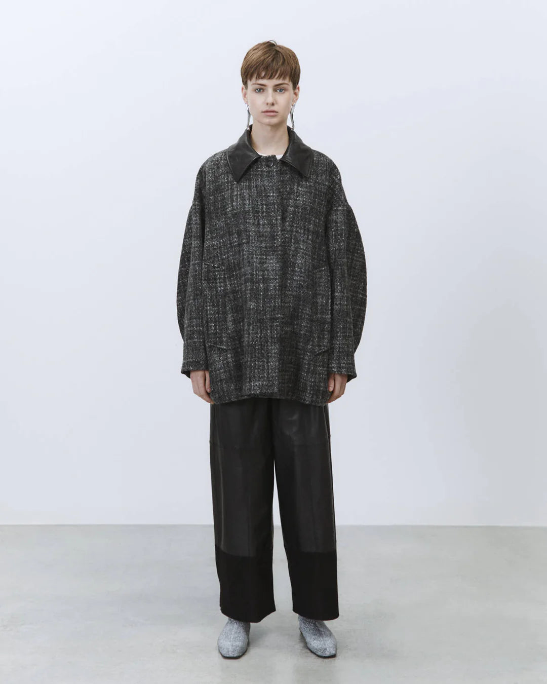 Cappotto twed con pelle