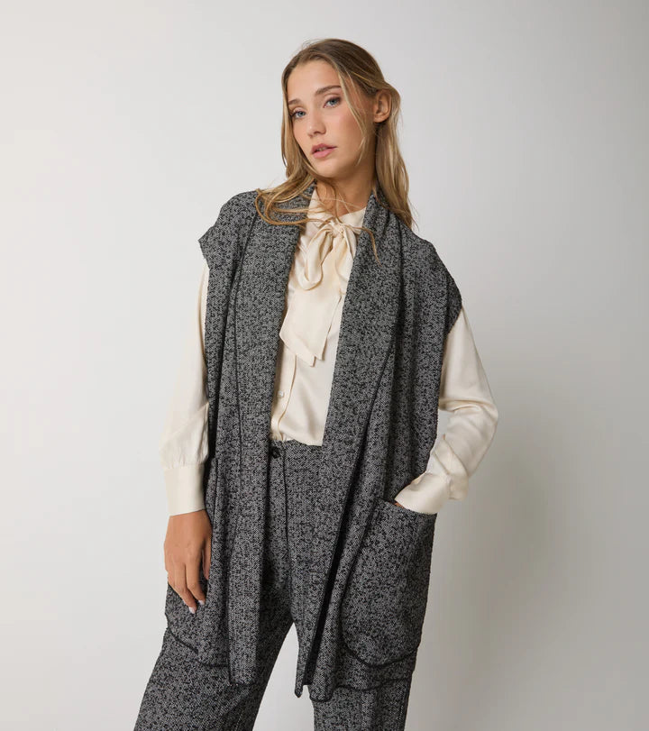 ALESSIA SANTI Gilet in cotone chevron con tasche