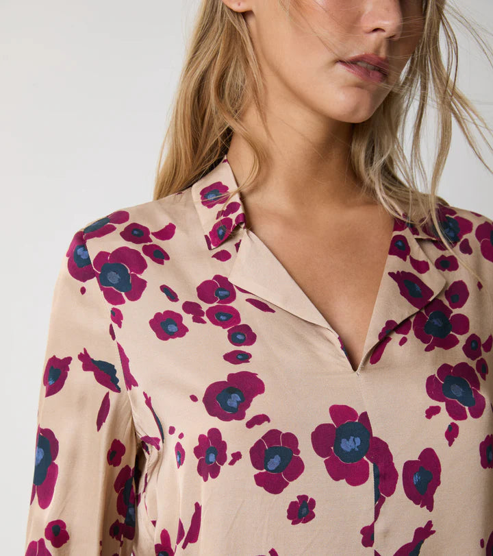 ALESSIA SANTI Blusa in raso stampato con scollo a V