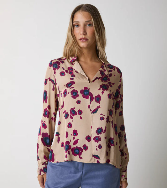 ALESSIA SANTI Blusa in raso stampato con scollo a V