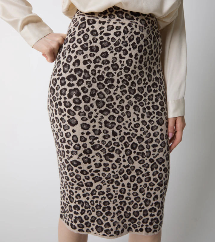 ALESSIA SANTI Gonna in maglia di lana animalier