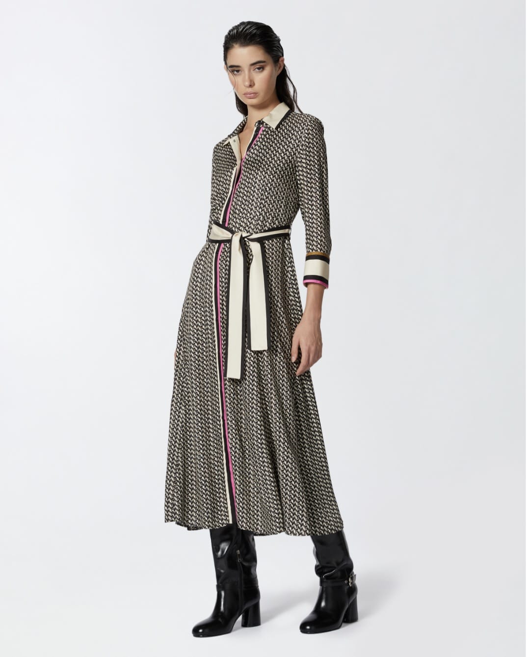 SUSHI ABITO LUNGO A CAMICIA STAMPA FOULARD