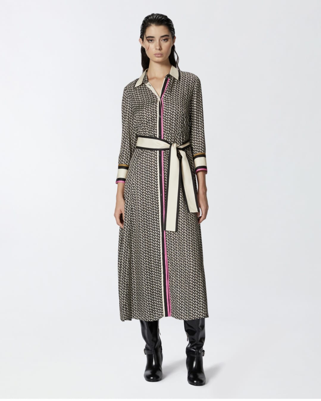 SUSHI ABITO LUNGO A CAMICIA STAMPA FOULARD