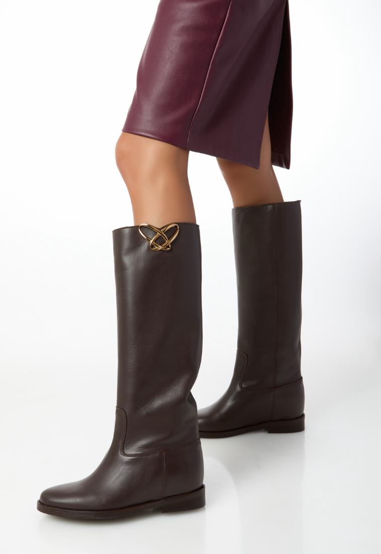 Stivale In Pelle Con Zeppa Interna WONDER