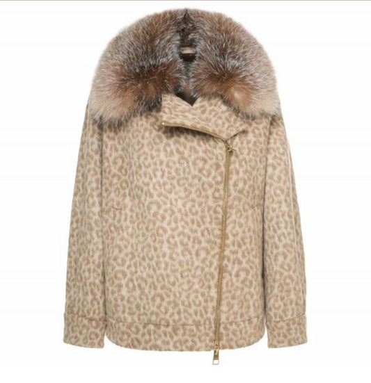 GIACCA IN LANA CON ZIP E COLLO IN PELLICCIA STACCABILE