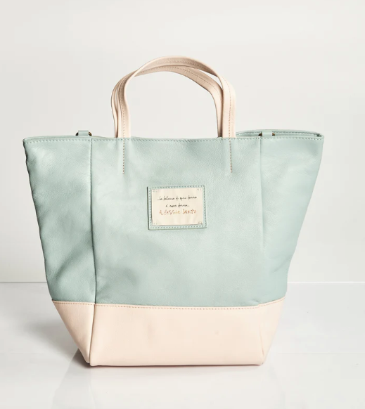 Borsa shopping impreziosita in vera pelle