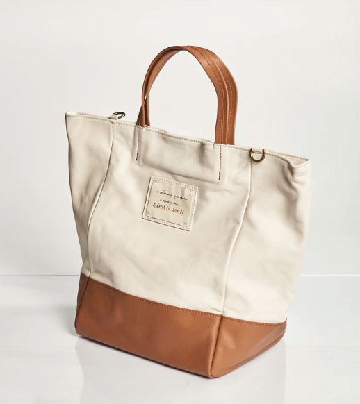 Borsa shopping impreziosita in vera pelle