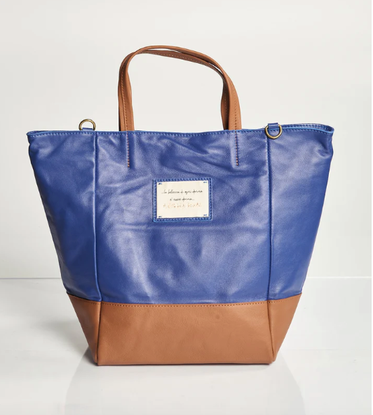 Borsa shopping impreziosita in vera pelle