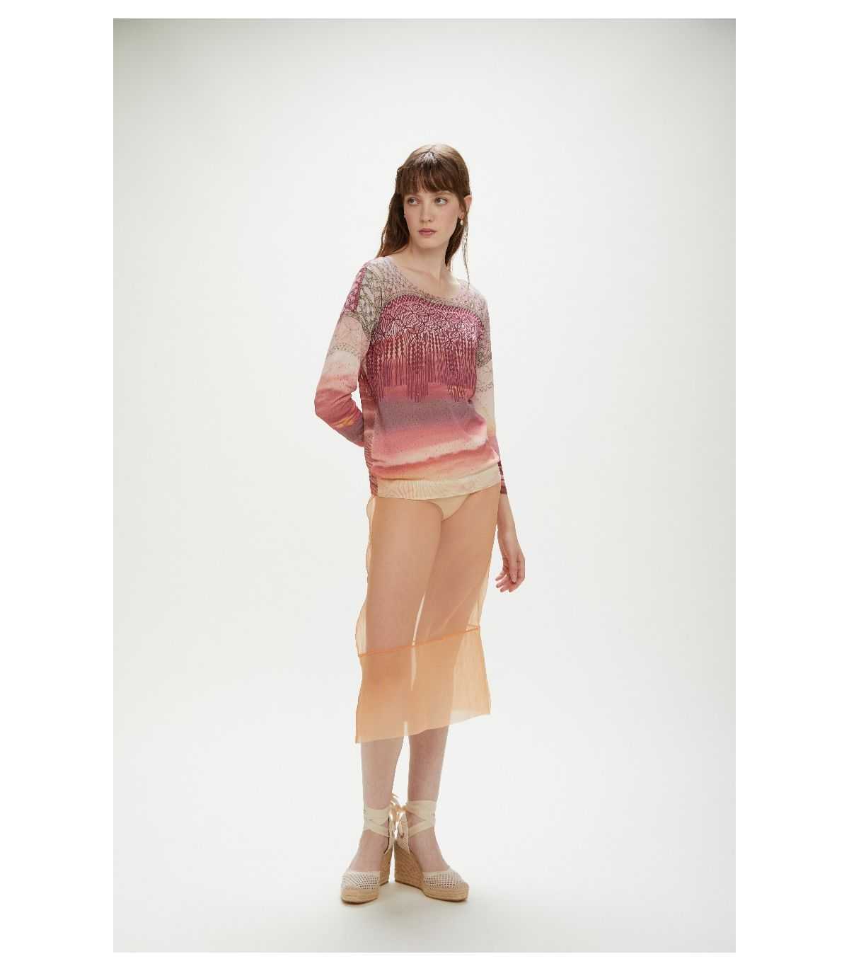 Maglia Pointelle, stampa deserto e double use