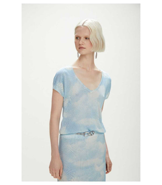 Maglietta scollo V stampa Cielo double use