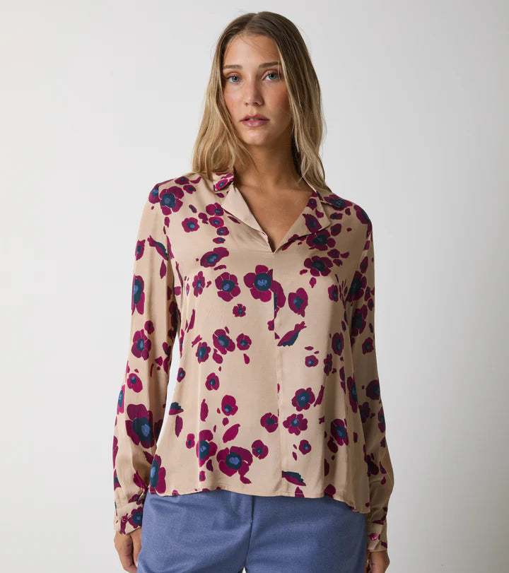 ALESSIA SANTI Blusa in raso stampato con scollo a V