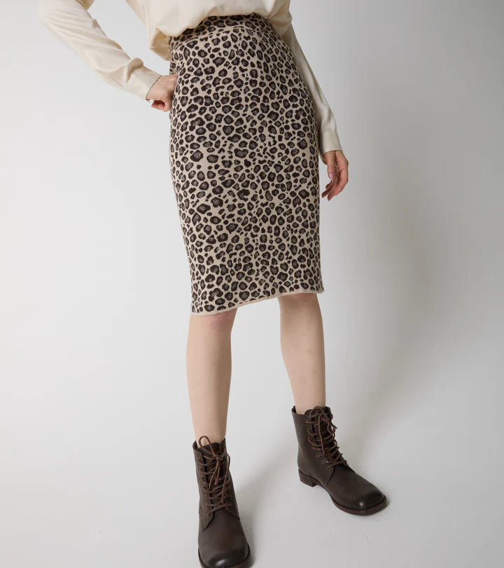 ALESSIA SANTI Gonna in maglia di lana animalier