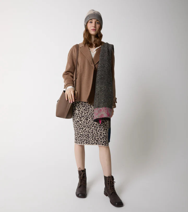 ALESSIA SANTI Gonna in maglia di lana animalier