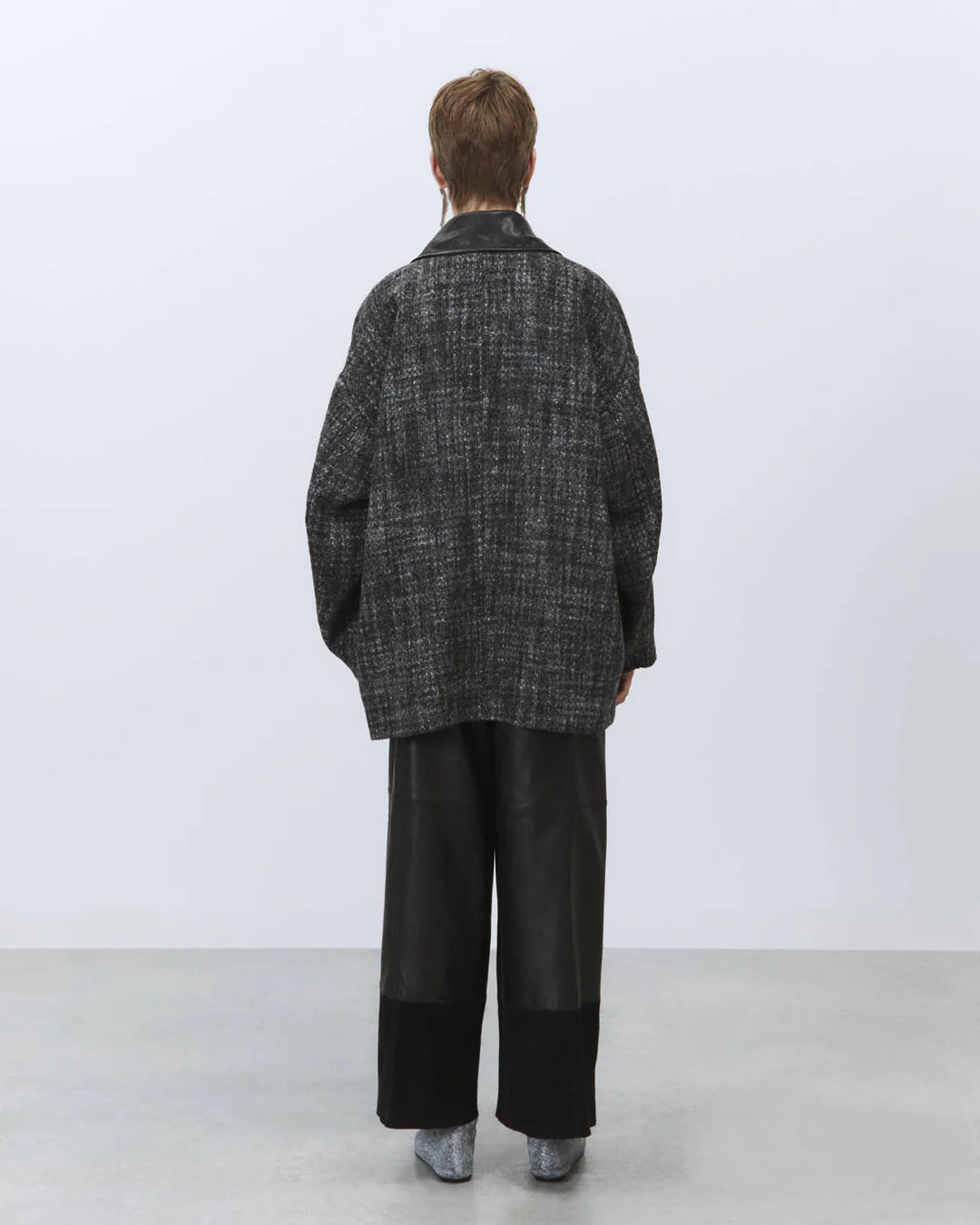 Cappotto twed con pelle