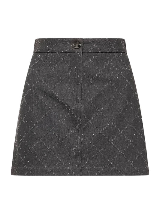 SIMONA CORSELLINI MINI GONNA DENIM STRASS