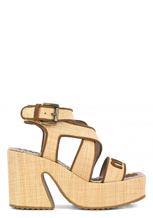 Rafia platform lace -up