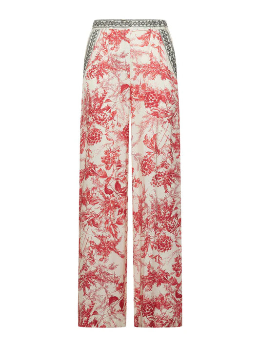 pantaloni floreali gamba larga