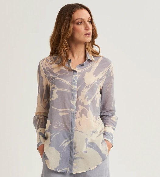 Camicia da donna in cotone stampato
