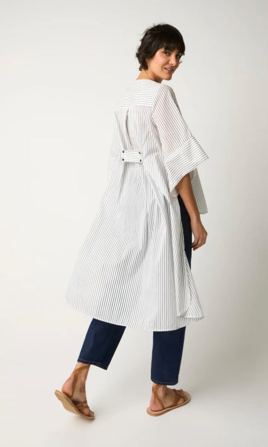 Camicia lunga a righe con spacchi