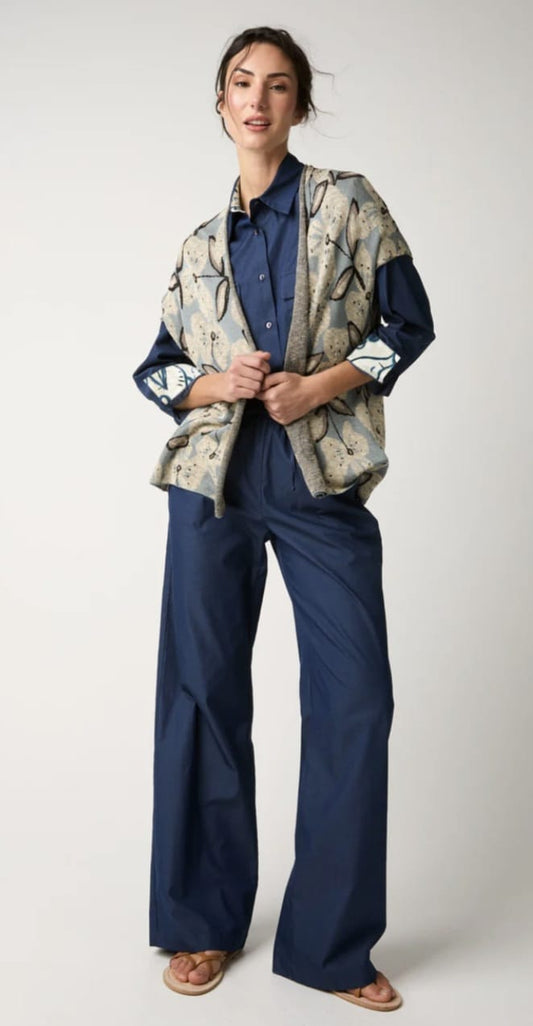 Cardigan jacquard con maniche corte selce
