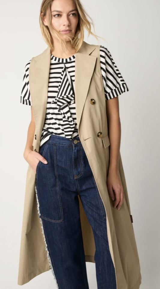 Gilet lungo in cotone antigoccia corda