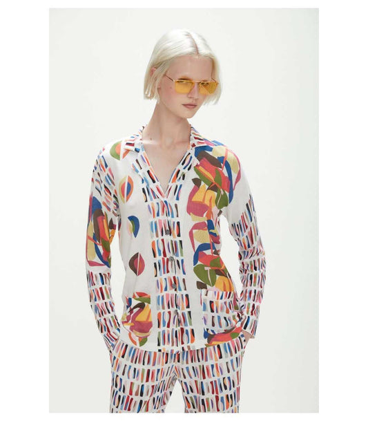 Giacca camicia con stampa Pop