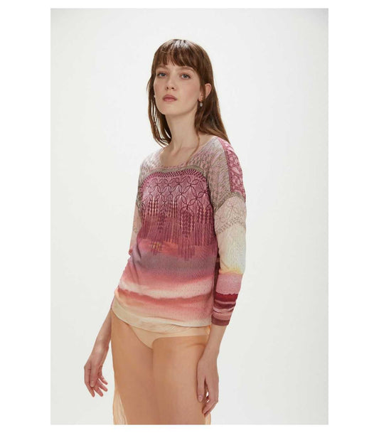 Maglia Pointelle, stampa deserto e double use